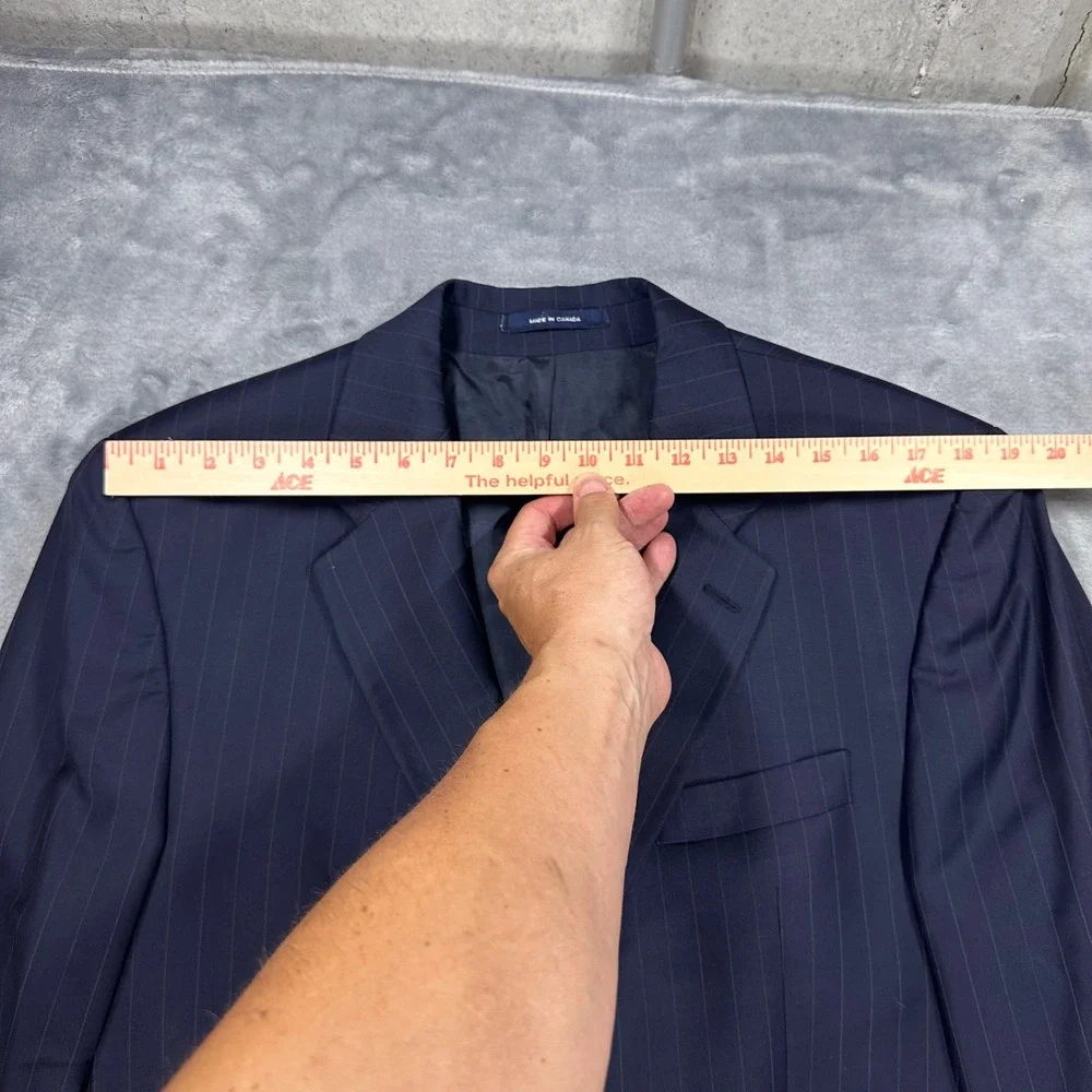 Vintage Chaps Ralph Lauren Mens Navy Pinstripe Wool Cashmere Suit 40S 35W